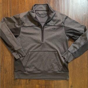 Cinch jacket sweater pullover 1/4 zip mens size large black & gray western rodeo